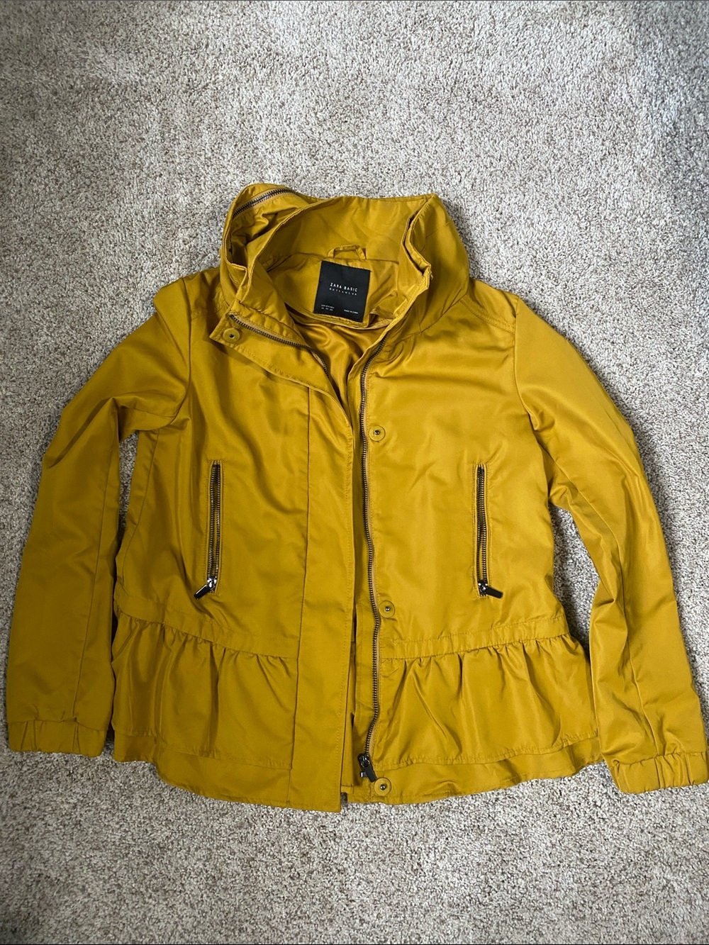 Zara Mustard Utility Jacket with Peplum Detail